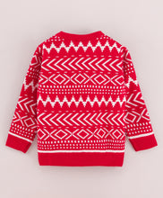 Load image into Gallery viewer, Jacquard Fine Knit Full Sleeves Pullover Sweater - Red