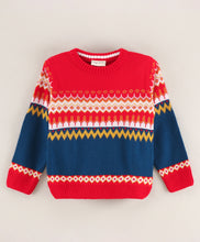 Load image into Gallery viewer, Aztec Fine Knit Full Sleeves Pullover Sweater