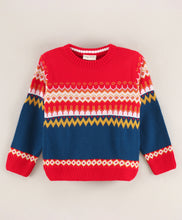 Load image into Gallery viewer, Aztec Fine Knit Full Sleeves Pullover Sweater
