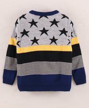Load image into Gallery viewer, Stars Fine Knit Full Sleeves Pullover Sweater - Grey