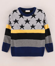 Load image into Gallery viewer, Stars Fine Knit Full Sleeves Pullover Sweater - Grey