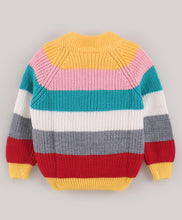 Load image into Gallery viewer, Striped Fine Knit Full Sleeves Pullover Sweater - Multicolor