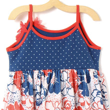 Load image into Gallery viewer, CrayonFlakes Soft and comfortable CrayonFlakes Girl 100% Cotton Blue Polka Red Floral On White Dress / Frock KD-164 3-4 Y