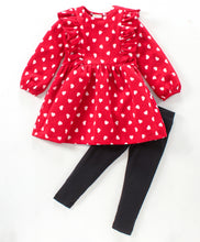 Load image into Gallery viewer, Hearts Polar Fleece Dress Cotton Leggings Set