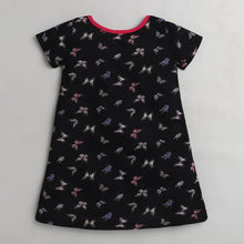Load image into Gallery viewer, CrayonFlakes Soft and comfortable Butterflies Printed Dress / Frock - Black