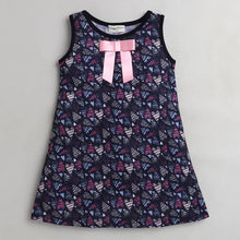 Load image into Gallery viewer, CrayonFlakes Soft and comfortable Hearts Printed Dress / Frock - Navy