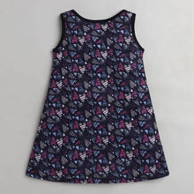 Load image into Gallery viewer, CrayonFlakes Soft and comfortable Hearts Printed Dress / Frock - Navy