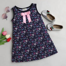 Load image into Gallery viewer, CrayonFlakes Soft and comfortable Hearts Printed Dress / Frock - Navy