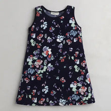 Load image into Gallery viewer, CrayonFlakes Soft and comfortable Floral Printed Dress / Frock - Navy