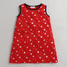 Load image into Gallery viewer, CrayonFlakes Soft and comfortable Stars Printed Dress / Frock - Red