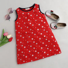 Load image into Gallery viewer, CrayonFlakes Soft and comfortable Stars Printed Dress / Frock - Red