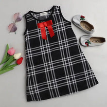 Load image into Gallery viewer, CrayonFlakes Soft and comfortable Checkered Printed Dress / Frock - Black
