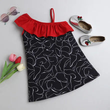 Load image into Gallery viewer, CrayonFlakes Soft and comfortable Abstract Front Frill Single Strap Dress / Frock