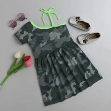 Load image into Gallery viewer, CrayonFlakes Soft and comfortable Camouflage Open Strap Sleeve Dress / Frock
