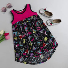 Load image into Gallery viewer, CrayonFlakes Soft and comfortable Abstract High Low Sleeveless Dress / Frock