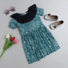 Load image into Gallery viewer, CrayonFlakes Soft and comfortable Floral Printed Neck Frill Dress / Frock