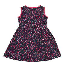 Load image into Gallery viewer, CrayonFlakes Soft and comfortable CrayonFlakes Kids Wear for Girls 100% Cotton Sleeveless Frock Navy Blue Floral Dress / Frock
