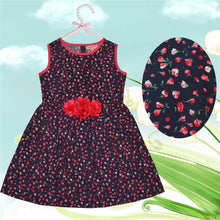 Load image into Gallery viewer, CrayonFlakes Soft and comfortable CrayonFlakes Kids Wear for Girls 100% Cotton Sleeveless Frock Navy Blue Floral Dress / Frock