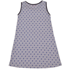 Load image into Gallery viewer, CrayonFlakes Soft and comfortable CrayonFlakes Kids Wear for Girls 100% Cotton Sleeveless Navy Geometric Print Straight Knit Dress / Frock