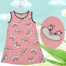 Load image into Gallery viewer, CrayonFlakes Kids Wear for Girls 100% Cotton Sleeveless Pink Cute Bunny Straight Knit Dress