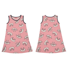 Load image into Gallery viewer, CrayonFlakes Kids Wear for Girls 100% Cotton Sleeveless Pink Cute Bunny Straight Knit Dress