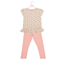 Load image into Gallery viewer, CrayonFlakes Soft and comfortable CrayonFlakes Kids Wear for Girls Cotton White Pink Night Suit SleepSuit Set