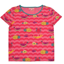 Load image into Gallery viewer, CrayonFlakes Soft and comfortable Fruits Print With Polka Dot Night Suit - Pink & Grey
