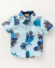 Load image into Gallery viewer, CrayonFlakes Soft and comfortable Leaves Printed Shirt - Blue