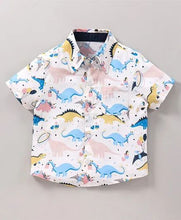 Load image into Gallery viewer, CrayonFlakes Soft and comfortable Dinosaur Printed Shirt - Offwhite