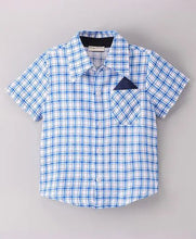 Load image into Gallery viewer, CrayonFlakes Soft and comfortable Half Sleeves Checkered Shirt - Blue