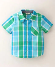 Load image into Gallery viewer, CrayonFlakes Soft and comfortable Half Sleeves Checkered Shirt - Blue