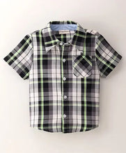 Load image into Gallery viewer, CrayonFlakes Soft and comfortable Half Sleeves Checkered Shirt - Black