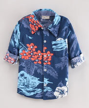 Load image into Gallery viewer, Floral Full Sleeves Shirt - Blue