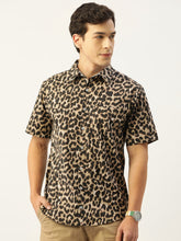 Load image into Gallery viewer, Leopard Print Half Sleeves Mens Shirt