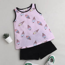 Load image into Gallery viewer, CrayonFlakes Soft and comfortable Icecream Printed Sleeveless Set