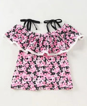Load image into Gallery viewer, CrayonFlakes Soft and comfortable Floral Strap Cold Shoulder Top Short Set