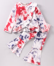Load image into Gallery viewer, Tie and Dye Frill Top and Bootcut Pants Set
