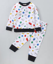 Load image into Gallery viewer, Blocks Printed Sweatshirt Jogger Set - Offwhite