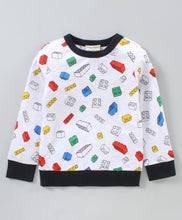 Load image into Gallery viewer, Blocks Printed Sweatshirt Jogger Set - Offwhite