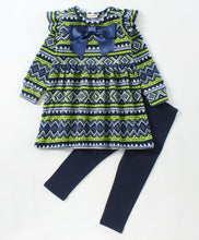 Load image into Gallery viewer, Jacquard Polar Fleece Dress Leggings Set - Navy