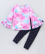 Load image into Gallery viewer, Tie and Dye Sleeves Frill Top Leggings Set