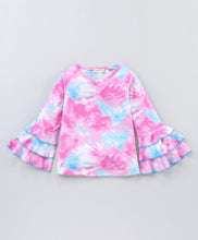 Load image into Gallery viewer, Tie and Dye Sleeves Frill Top Leggings Set