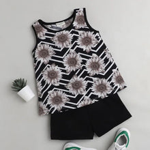 Load image into Gallery viewer, CrayonFlakes Soft and comfortable Floral with Zig Zag Printed Set - Black