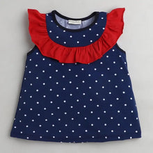 Load image into Gallery viewer, CrayonFlakes Soft and comfortable Polka Printed Yoke Frill Set - Blue