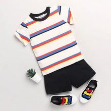 Load image into Gallery viewer, CrayonFlakes Soft and comfortable Striped Printed Half Sleeves Set