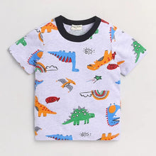 Load image into Gallery viewer, CrayonFlakes Soft and comfortable Dinosaur Printed Half Sleeves Set