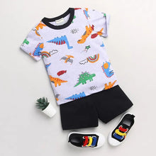 Load image into Gallery viewer, CrayonFlakes Soft and comfortable Dinosaur Printed Half Sleeves Set