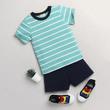 Load image into Gallery viewer, CrayonFlakes Soft and comfortable Striped Printed Half Sleeves Set