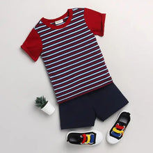 Load image into Gallery viewer, CrayonFlakes Soft and comfortable Striped Printed Half Sleeves Set