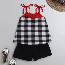 Load image into Gallery viewer, CrayonFlakes Soft and comfortable Checkered Open Strap and Frill Set